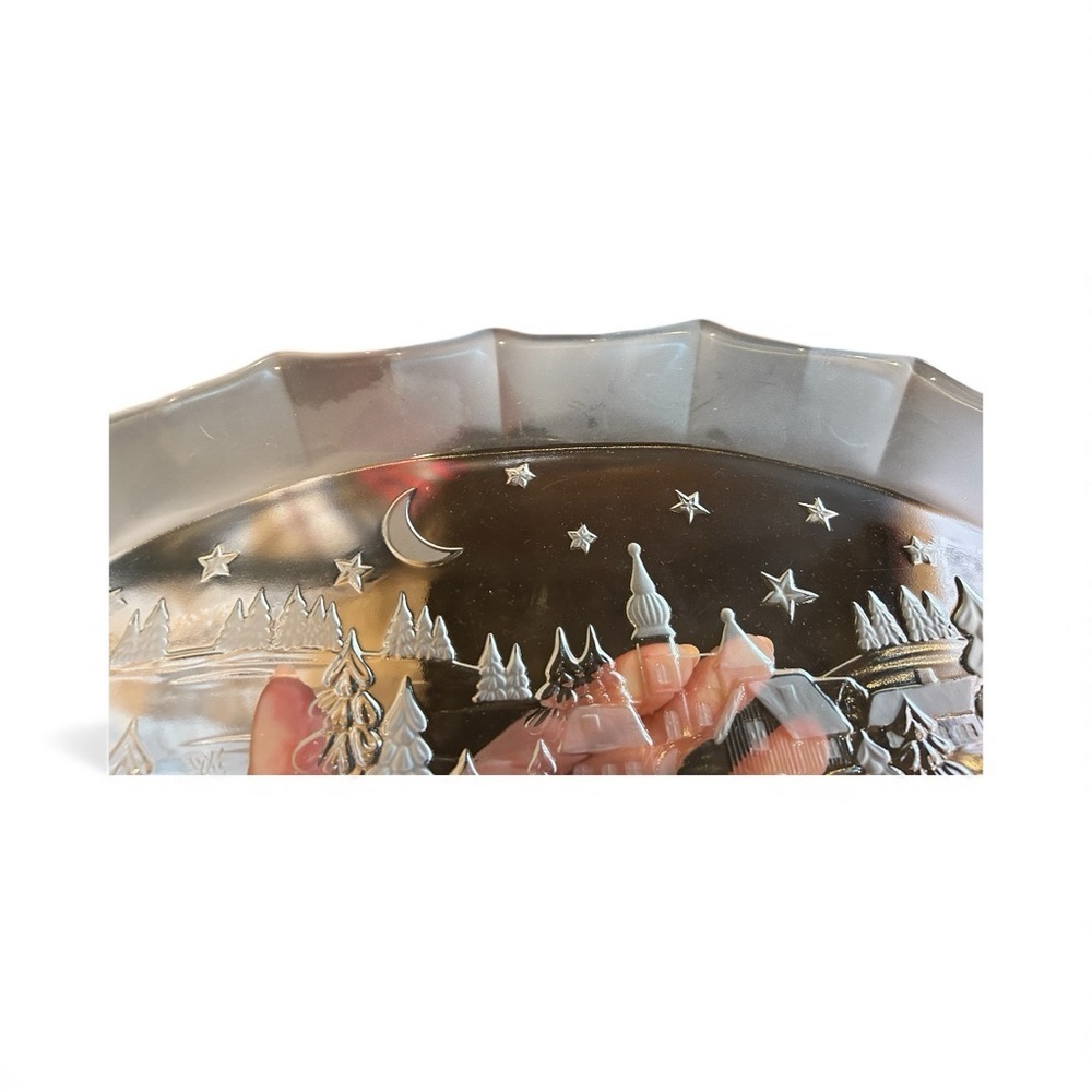Mikasa Frosted Crystal Christmas Santa Sleigh Reindeer Oval Large Platter 17” - Picture 7 of 7